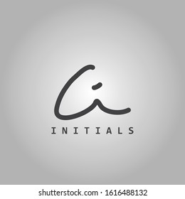 Monogram Signature Initial Letter C and I, CI logo icon  abstract hand drawn vector design black and white color.