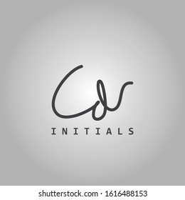 Monogram Signature Initial Letter C and D, CD logo icon  abstract hand drawn vector design black and white color.