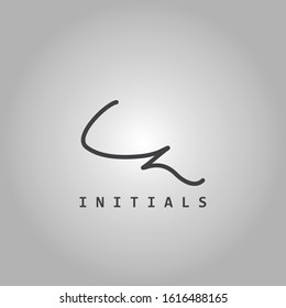 Monogram Signature Initial Letter C and Z, CZ logo icon  abstract hand drawn vector design black and white color.