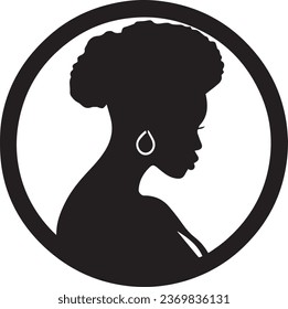 Monogram Siilhouette of Caribbean Woman having curly hairs