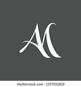 AM Monogram Simple Black White, Letters Monogram logo flat icon - Vector Illustratiton
