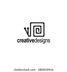 Monogram simple square snail art logo design