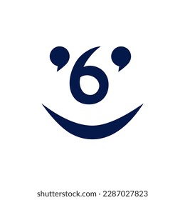 The monogram is a Smile and number 6. elegant and outline.