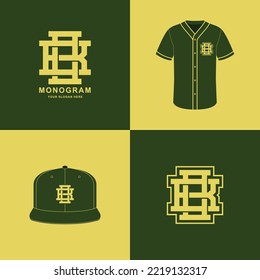 Monogram sport and slab initial BO or OB for football, basketball, baseball, clothing, apparel on t-shirt and snapback mockup design