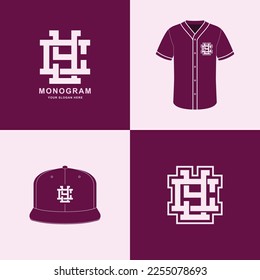 Monogram sport and slab initial CY or YC for football, basketball, baseball, clothing, apparel on t-shirt and snapback mockup design