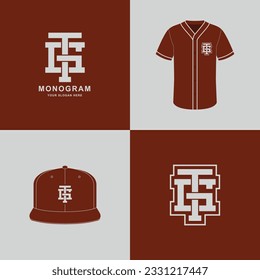 Monogram Sport und Slab-ErstGT oder TG für Fußball, Basketball, Baseball, Kleidung, Bekleidung auf T-Shirt und Snapback-Mock-up-Design