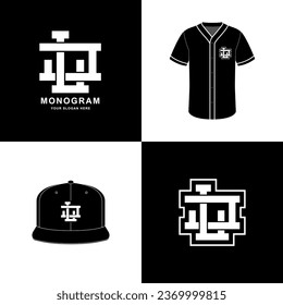Monogram Sport und Slab-Initial-JL oder LJ für Fußball, Basketball, Baseball, Kleidung, Kleidung auf T-Shirt und Snapback-Mock-up-Design