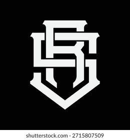 Monograma SR ou RS logotipo conceito com estilo entrelaçado, pode ser aplicado em roupas de marca, marca, vestuário esportivo, ou outros 