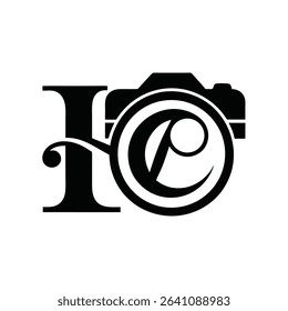 Monogram Style Camera Logo with Letter Fusion