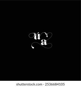 estilo de monograma y concepto elegante UA tipografía de boda letra inicial logotipo de línea de cabello orgánico
