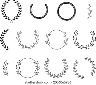Monogram style leaves collection set