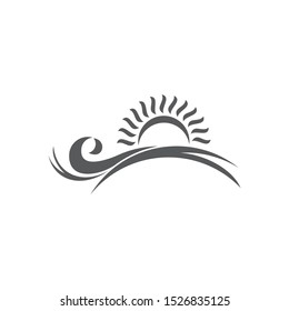 monogram sun waves horizon symbol logo vector