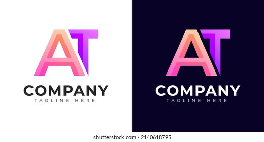 Monogram a at and ta initial letter logo design. Modern letter at and ta colorful vector logo template.
