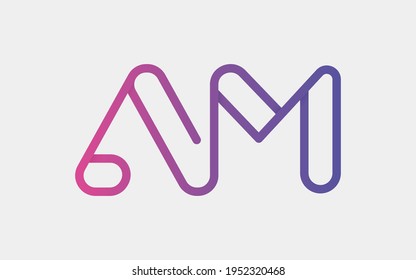 AM Monogram tech with a monoline style. Looks playful but still simple and futuristic. A perfect logo for your tech company or any futuristic design project