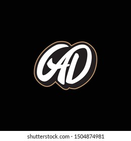 monogram template AD, DA, D, A black, gold, and grey for clothing, apparel, sport, logo, and brand identity