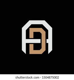 monogram template AD, DA, D, A black, gold, and grey for clothing, apparel, sport, logo, and brand identity