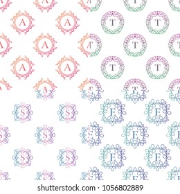 Monogram template with flourishes calligraphic elegant ornament badge letter.  seamless pattern background vector illustration