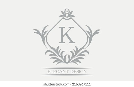 Monogram template with initial K. Logo for cafe, bar, restaurant, invitation. Business style and brand of the company