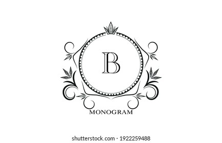 Monogram template, initial monogram letter B. Retro logo for cafe, bar, restaurant, invitation. Business style or company brand.