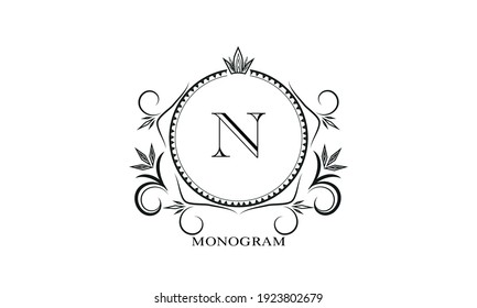 Monogramm-Vorlage, Anfangsbuchstabe N. Retro-Logo für Cafe, Bar, Restaurant, Einladung. Geschäftsstil oder Firmenmarke.