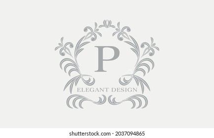 Monogram template with the initial letter P. Logo for cafe, bar, restaurant, invitation. Business style and brand of the company.