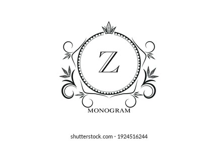 Monogram template, initial monogram letter Z. Retro logo for cafe, bar, restaurant, invitation. Business style or company brand.