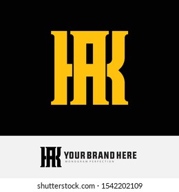 Monogram template logo AK or KA or K or A white background and gold color for clothing, apparel, sport,  basketball or logo design vector