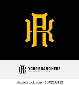 Monogram template logo AK or KA or K or A white background and gold color for clothing, apparel, sport,  basketball or logo design vector