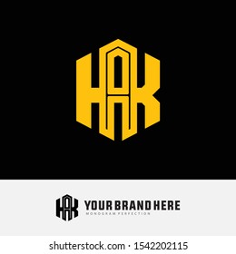 Monogram template logo AK or KA or K or A white background and gold color for clothing, apparel, sport,  basketball or logo design vector