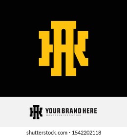 Monogram template logo AK or KA or K or A white background and gold color for clothing, apparel, sport,  basketball or logo design vector