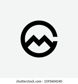 monogram template logo CM or MC black on white background 