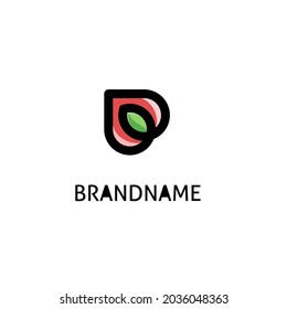 monogram thick line, a combination of hearts and leaves vector logo design,