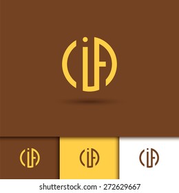 Monogram of three letters in scribed in a circle in Art Nouveau style. Logo. Vector.