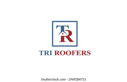 Monogram TR Roofing logo vector icon illustration