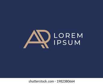 Monogram of Two letters AR. Luxury, simple, minimal and elegant AR logo design. Vector illustration template.