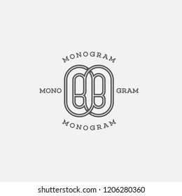 Monogram two letters B in linear style. Vector illustration.