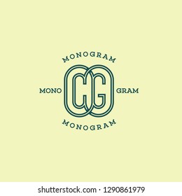 Monogram two letters C and G in linear style. Vector illustration.