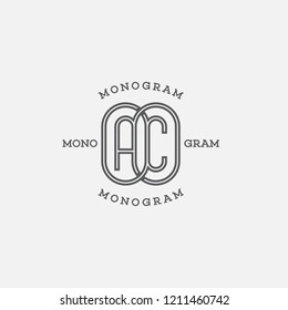 Monogram two letters A and C in linear style. Vector illustration.