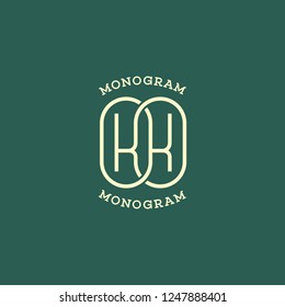 Monogram two letters K. Vector illustration.
