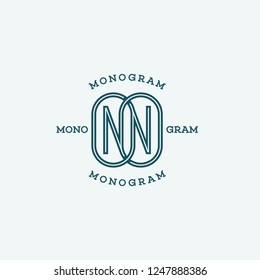 Monogram two letters N in linear style. Vector illustration.
