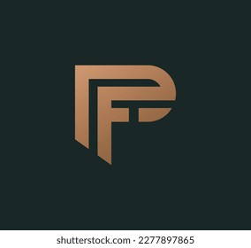 Monograma de dos letras PF y FP. Diseño de logotipo sencillo y mínimo.