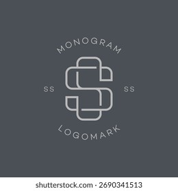 Monogramm zwei Buchstaben S, Logo-Design-Vorlage. Linearer Grafikstil. Vektorgrafik.