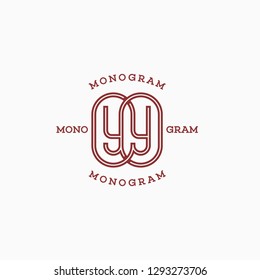 Monogram two letters Y in linear style. Vector illustration.