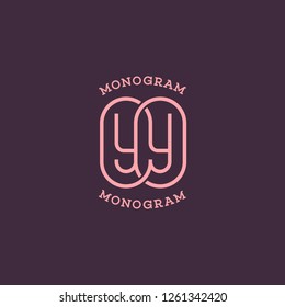 Monogram two letters Y. Vector illustration.