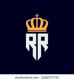 monogram or typography logo design with letter initials and crown image on it