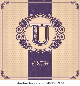 Monogram U design elements, Calligraphic graceful template, Letter emblem U, Elegant line art logo, Business sign for Royalty, Boutique, Cafe, Hotel, Heraldic, Jewelry, Wine, Vector illustration