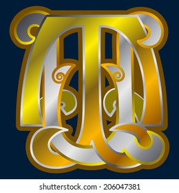 Monogram ,U,T Two letters woven into a single ensemble,vector illustration.