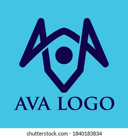 monogram A + V + A logo in isolated blue background