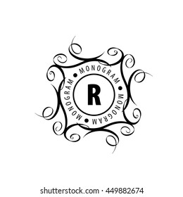monogram vector in frame