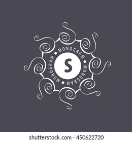monogram vector in frame